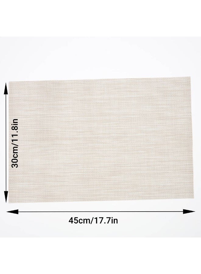 CLENEA PVC Woven Placemats, 4 PCS Wipeable Indoor/Outdoor Table Mats, Washable Place Mats, eat Resistant Table Placemats, for Dining Table, Set of 4-Beige - Image 2